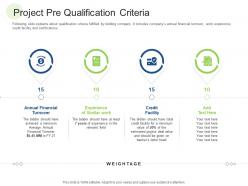 Project pre qualification criteria rcm s w bid evaluation ppt template