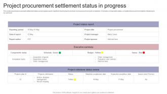 Project Procurement Settlement Status In Progress