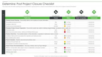 Project Product Management Playbook Determine Post Project Closure Checklist