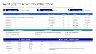 Project Progress Report With Status Review