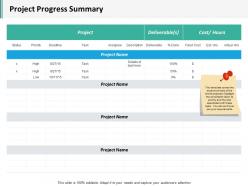 Project progress summary ppt inspiration summary