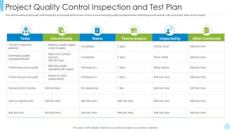 Project Quality Control Inspection And Test Plan