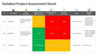 Project quality management bundle detailed project assessment sheet