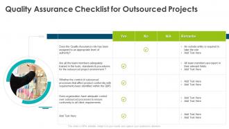 Project quality management bundle quality assurance checklist for outsourced projects