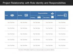 Project relationship with role identity and responsibilities
