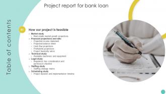 Project Report For Bank Loan Table Of Contents Ppt Slides Infographic Template Ppt Slides Designs Download