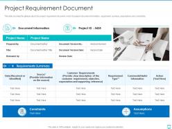Project requirement document project management professionals required documents