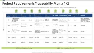 Project requirements traceability matrix strategy pmp certification requirements ppt tips