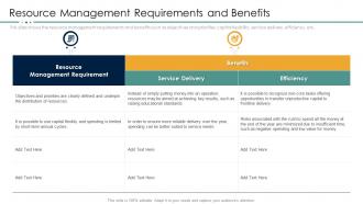 Project resource management plan resource management requirements and benefits