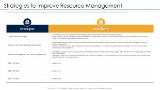 Project resource management plan strategies to improve resource management