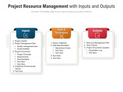 Project resource management with inputs and outputs