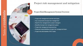 Project Risk Management And Mitigation Table Of Contents