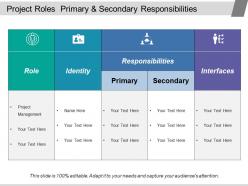 Project roles primary and secondary responsibilities