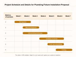 Project schedule and details for plumbing fixture installation proposal ppt powerpoint presentation