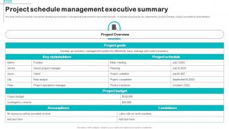 Project Schedule Management Executive Summary