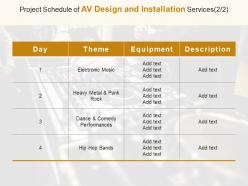 Project schedule of av design and installation services performances ppt powerpoint presentation gallery