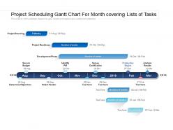 Project Scheduling Gantt Chart For Month Covering Lists Of Tasks