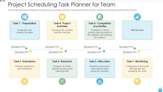 Project scheduling task planner for team