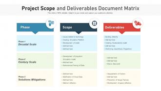 Project scope and deliverables document matrix