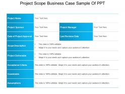 Project scope business case sample of ppt