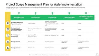 Project scope management agile maintenance reforming tasks