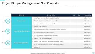 Project Scope Management Plan Checklist