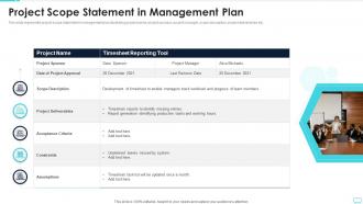 Project Scope Statement In Management Plan