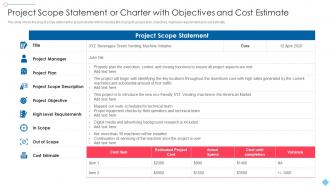 Project Scoping To Meet Customers Given Product Statement Or Charter With Objectives