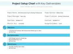 Project setup chart with key deliverables