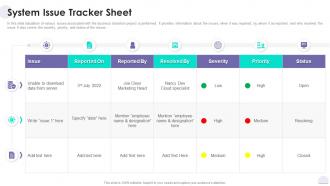 Project Solution Deployment Plan System Issue Tracker Sheet