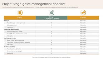 Project Stage Gates Management Checklist