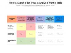 Project stakeholder impact analysis matrix table