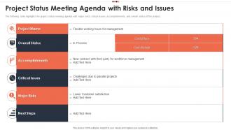 Project Status Meeting Agenda With Risks And Issues
