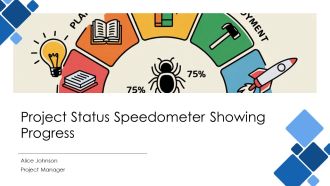 Project Status Speedometer Showing Progress PPT Template AT