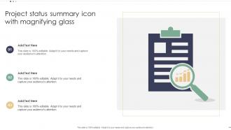 Project Status Summary Icon With Magnifying Glass