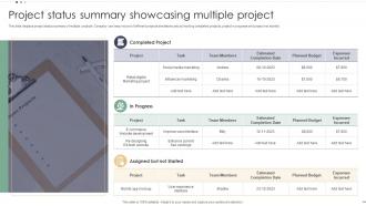 Project Status Summary Showcasing Multiple Project