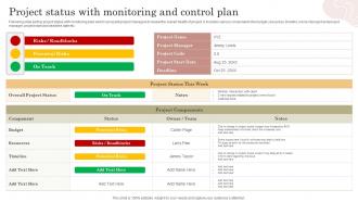 Project Status With Monitoring And Control Plan