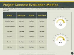 Project success evaluation metrics status ppt powerpoint presentation professional gallery