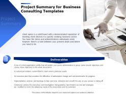 Project summary for business consulting templates ppt powerpoint presentation files