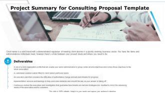 Project summary for consulting proposal template ppt infographics