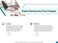 Project summary for price proposal ppt powerpoint presentation gallery model