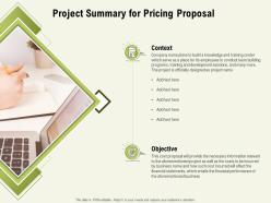 Project summary for pricing proposal ppt powerpoint presentation infographic template ideas