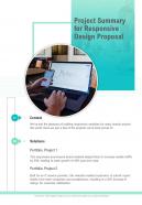 Project Summary For Responsive Design Proposal One Pager Sample Example Document