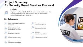 Project summary for security guard services proposal ppt slides inspiration
