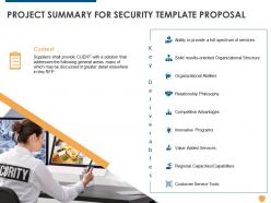Project summary for security template proposal ppt powerpoint presentation model graphics template