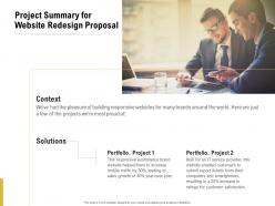 Project summary for website redesign proposal ppt powerpoint presentation layouts