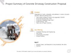 Project summary of concrete driveway construction proposal ppt powerpoint presentation show