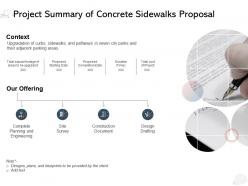 Project summary of concrete sidewalks proposal ppt powerpoint presentation template