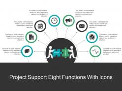 Project support ppt infographics example introduction support eight functions with icons