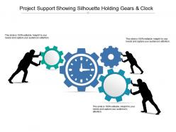 Project Support Showing Silhouette Holding Gears And Clock